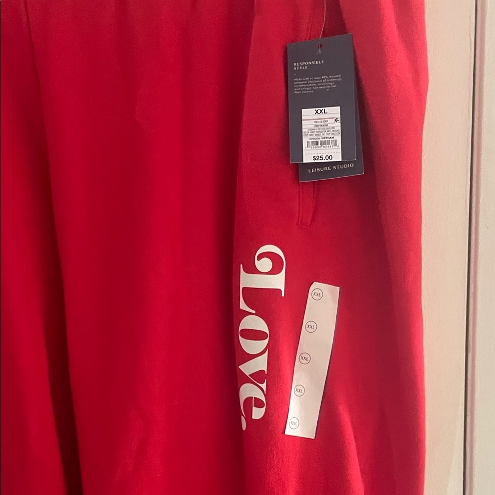 Universal Thread Red Joggers with White Script - Picture 2 of 7